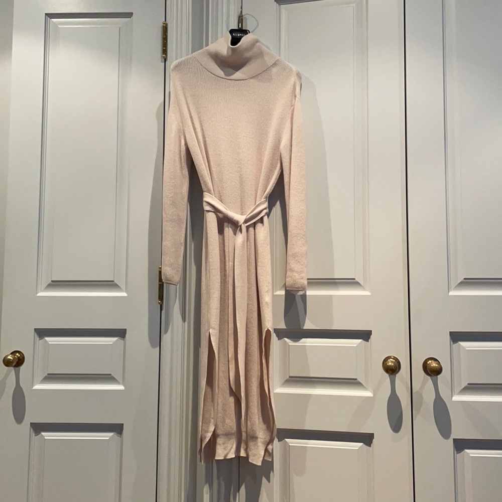 Cream merino cashmere sweater dress